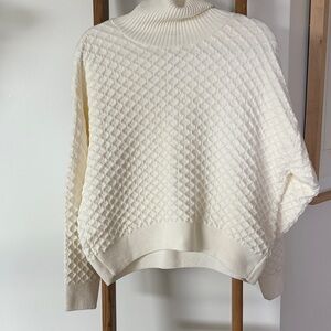 Topshop Cream Textured Cowl Neck Sweater